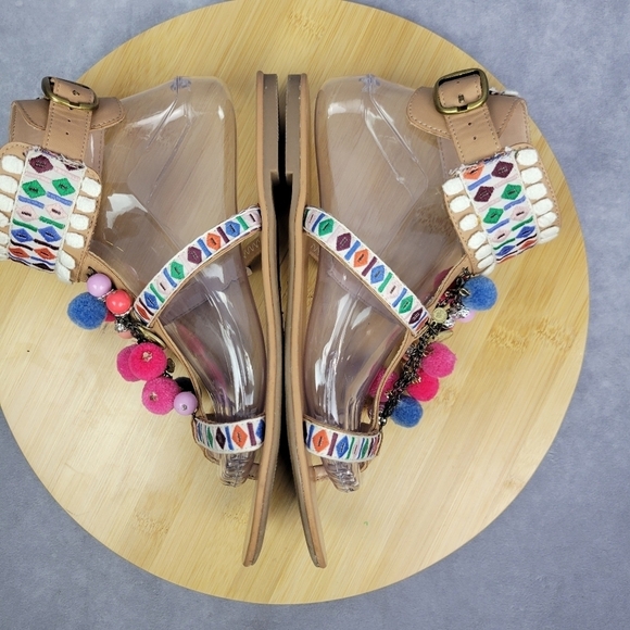 Mix No 6 Pompom Boho Fun Colorful beach comfy lightweight sandal Size 8‎ Women - Picture 6 of 14